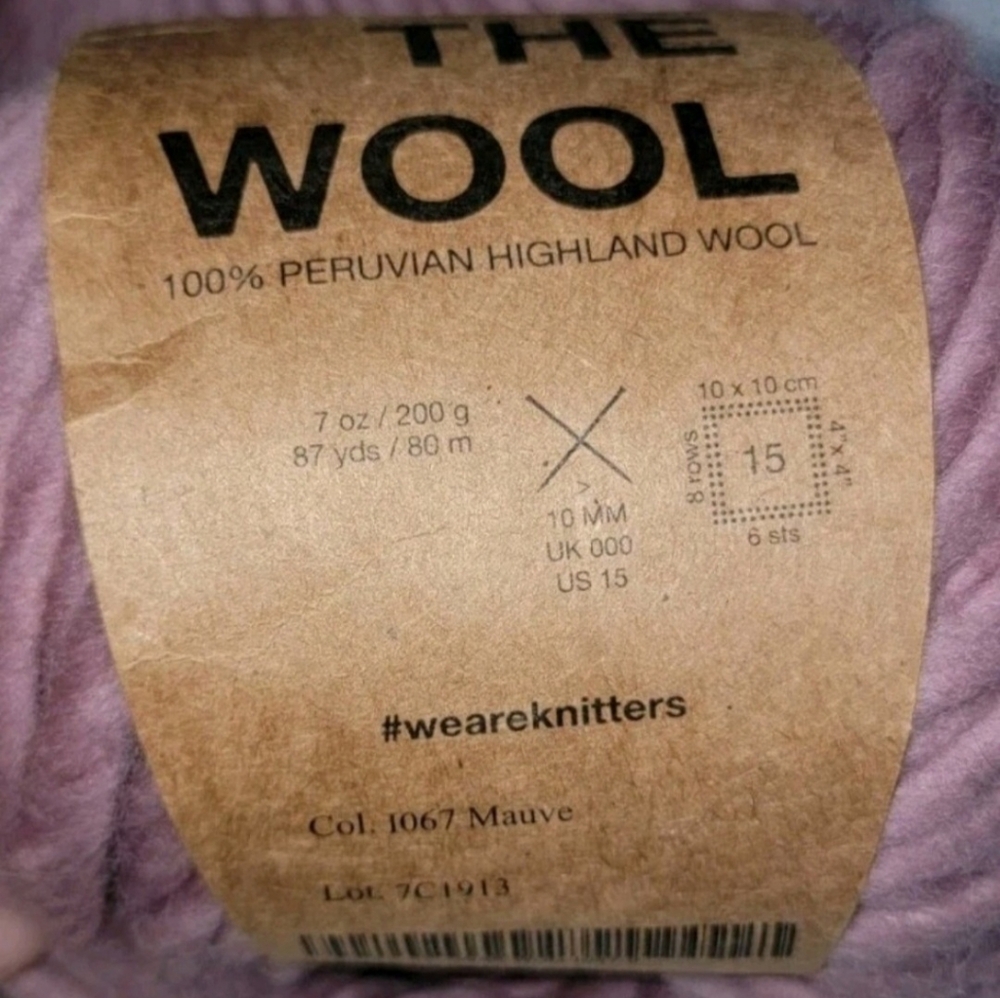 Lot of 2 We Are Knitters The Wool 100% Peruvian Highland 7oz 87yds 1067 Mauve - Picture 3 of 5